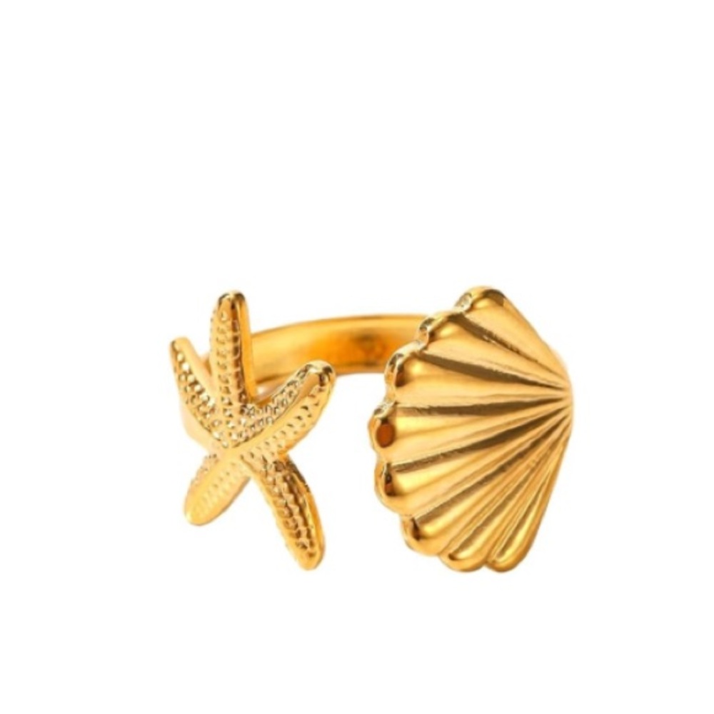 New! “Sea & Salt” Gold Adjustable Ring (2010) NWOT